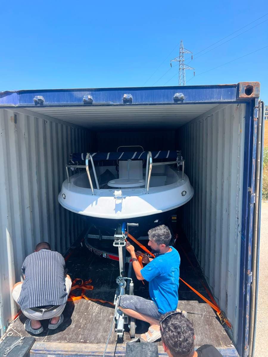 Boat securing inside container