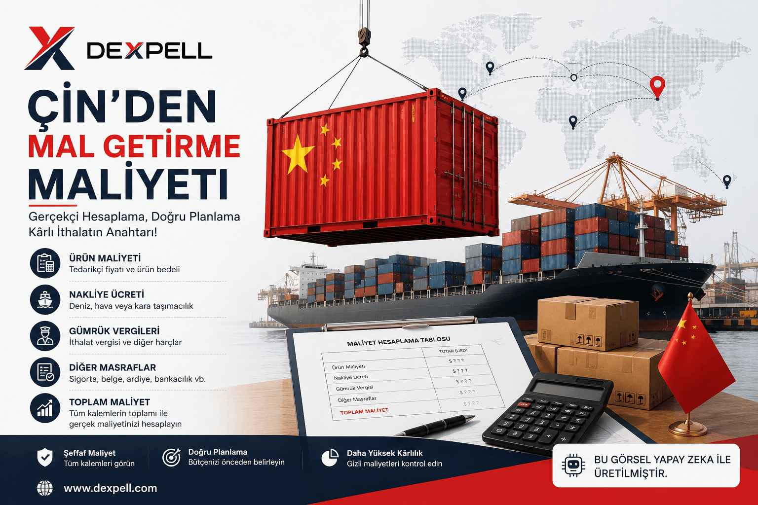 Çin'den mal getirme maliyeti